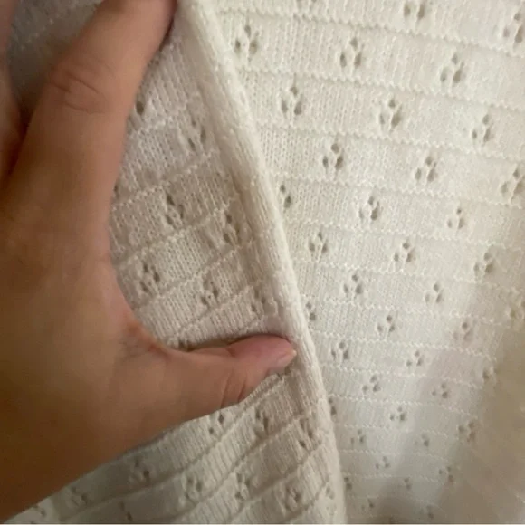 J. Crew | Ivory Crew Pointelle Wool and Alpaca Blend Crewneck Sweater, XL - Picture 8 of 8